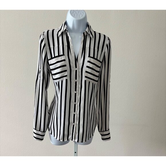 Express Tops - Express Shirt Small Portofino Button-Down Striped Preppy Corp Core Parisian Chic